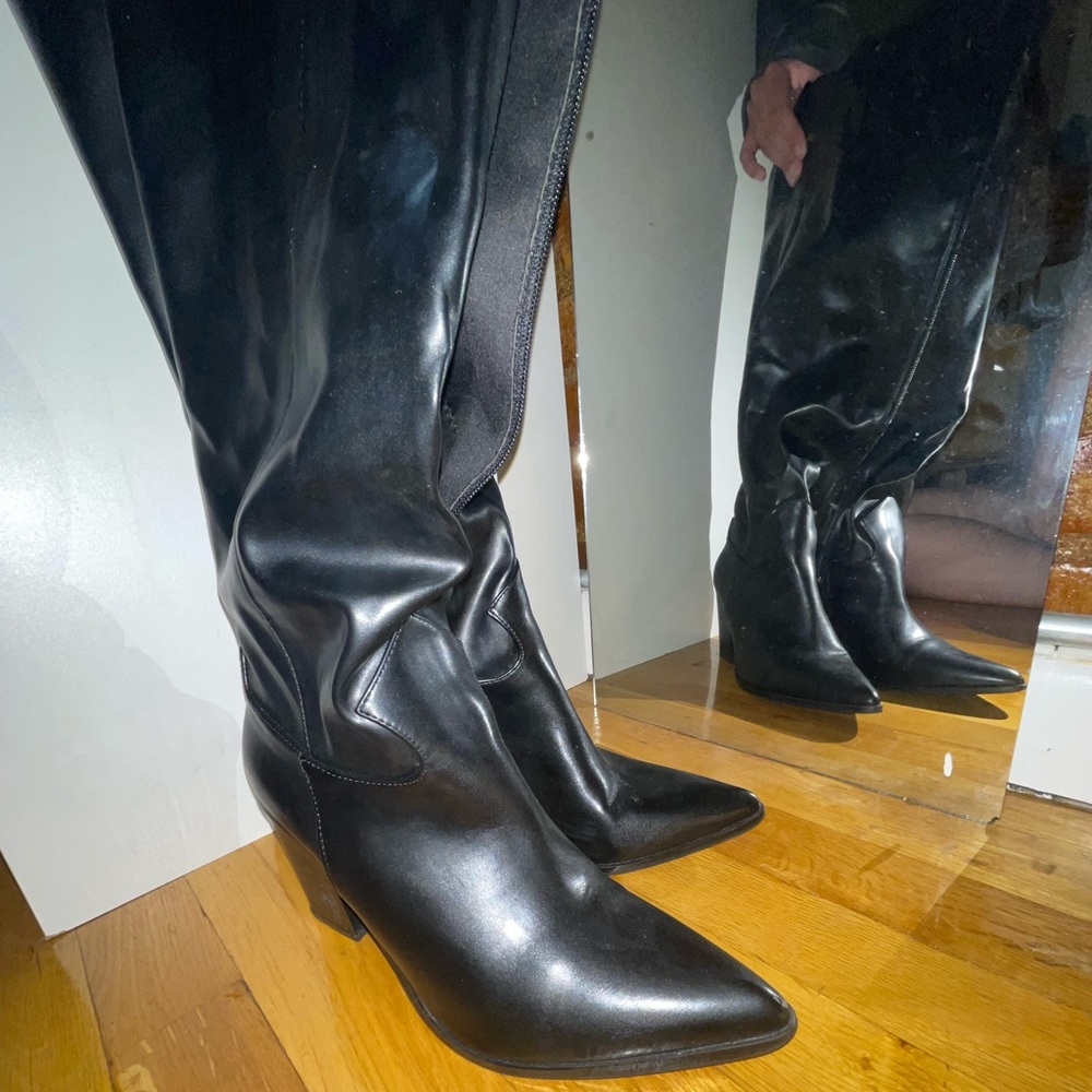 TALL Knee High Black Heeled Boots